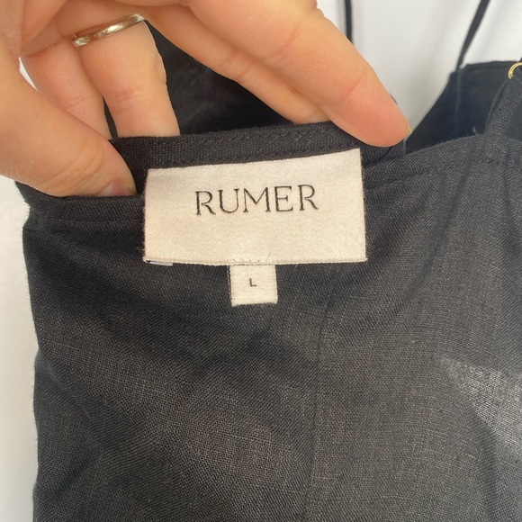 Revolve Rumer Reverie Freya Black 100% Linen Maxi Dress Large L Coastal Lightwei - Picture 12 of 15